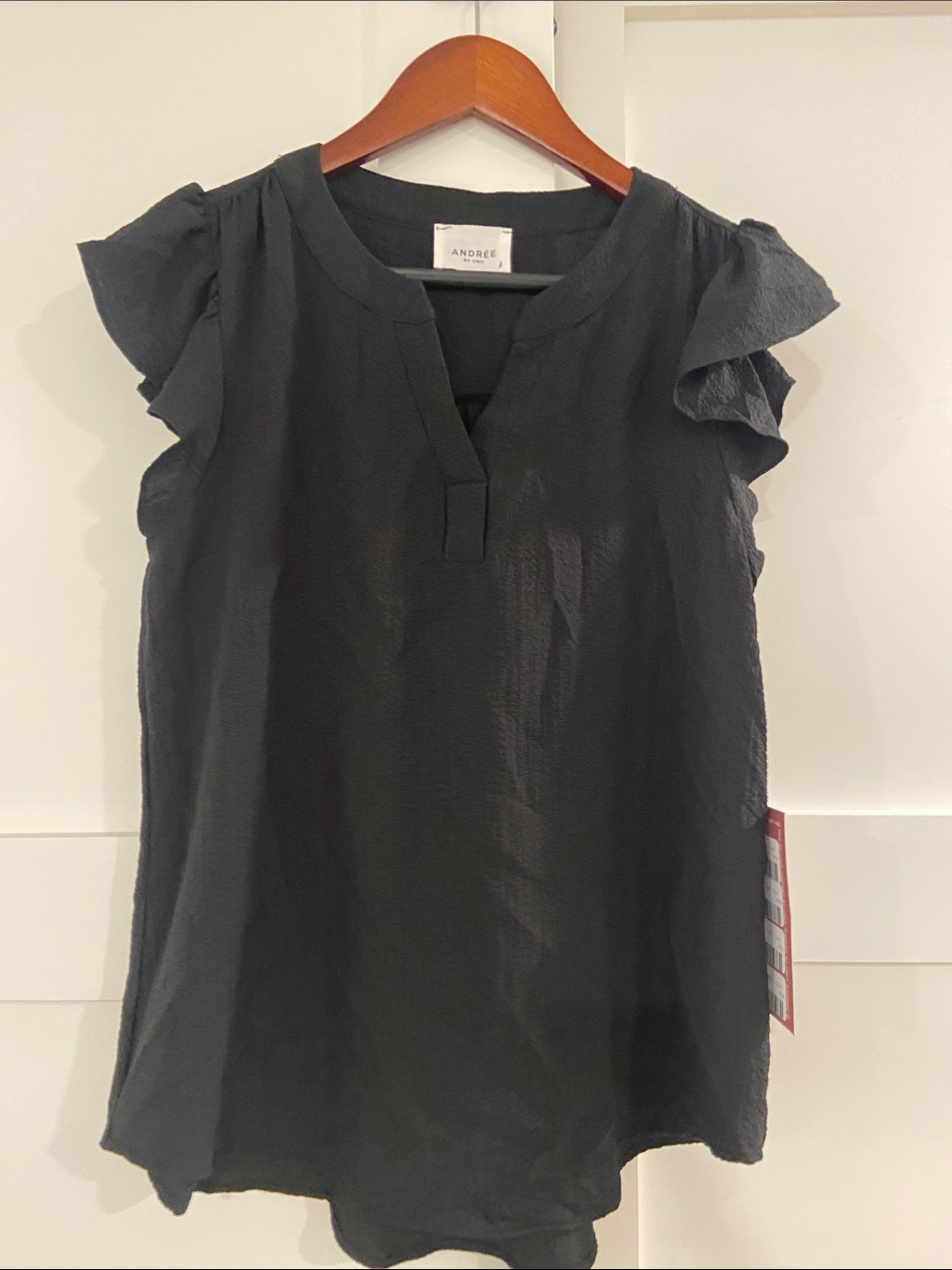 Andree Black Ruffle Sleeve Women's Blouse